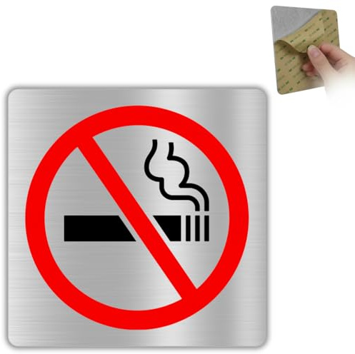 LEIASA | Cartello Divieto di Fumare - 10x10 cm - Alluminio - Stop al Fumo | Adesivo Non Fumare, Targa Vietato Accendere, Segnale Ambiente Pulito, Placca Fumare Proibito, Avviso Accendino Spento