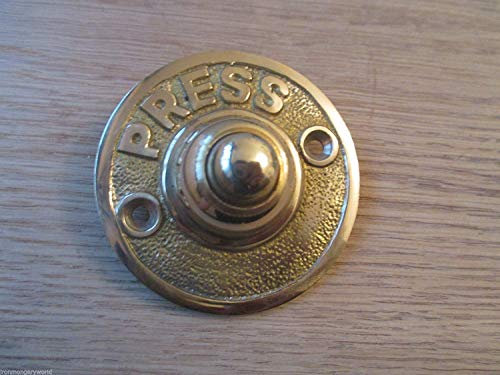 IRONMONGERY WORLD® Victorian Traditional Old Style Bell Push Door Bell Wired (Polished Brass Round Vintage)