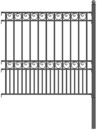 ALEKO FENCEPARDIY5X5.5 Paris Style DIY Galvanized Steel Fence Ornamental Security 5.5 x 5 Feet Black