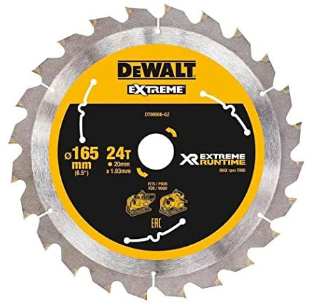 DEWALT XR Extreme Runtime Kreissägeblatt (für Tauchkreissägen, Sägeblatt-Ø 165/20 mm, 42 WZ/FZ, für feine Schnitte) DT99561