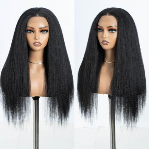 Style Icon Lace Front Perücken wigs 60cm große Tüll YAKI gerade synthetische Haare Perücke Free Part Perücke für Frauen hitzebeständige Fasern