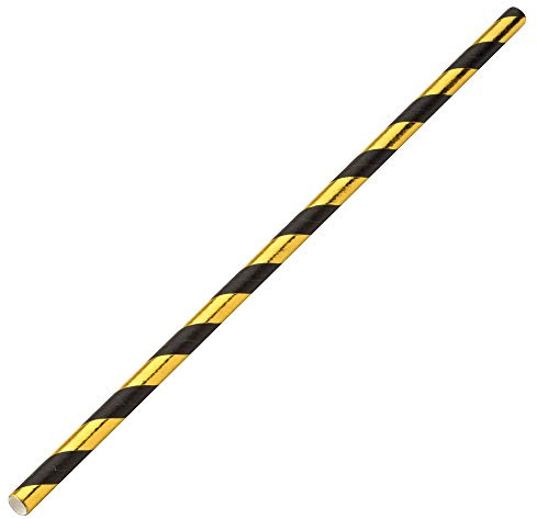 Utopia Paper Straws 8 Gold & Black, F90116, Pack of 250