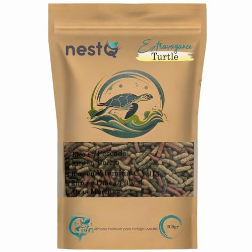 NestQ Schildkrötenfutter Hauptfutter Pellets Für Wasser- Und Sumpfschildkröten Stärkt Immunsystem Und Fördert Panzergesundheit Mit Authentischem Fischgeschmack 200g Dose