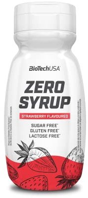BioTechUSA Zero Syrup, Sirop aux édulcorants sans sucre et sans matières grasses, 320 ml, Fraise