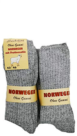 Calzini norvegesi senza gomma, 72% lana con suola in spugna, da uomo, caldi e ideali per scarpe da lavoro e di sicurezza, 3 o 6 paia, grigio., 43-46 6 Paar