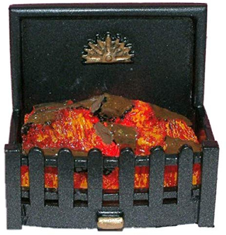 Glow Well Fires Puppenhaus Leuchtendes Aufleuchtend Brennholz Feuer Rost Miniatur Kamin Zubehör 12V