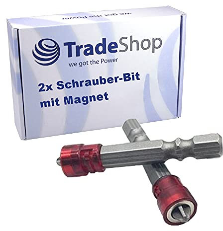 2x Trade-Shop PH2 Cross Bit / Screwdriver Bit 50 mm 1/4 Inch HEX with Magnet for Plasterboard Drywall Cordless Drill Screwdriver
