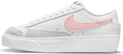 NIKE Blazer för kvinnor låg plattform sneaker, Vit rosa glasyr topp vit svart, 40 EU
