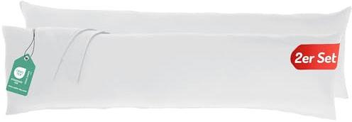 Livessa Seitenschläferkissen Bezug 40 x 145 (2er Set) - Verdeckter Reißverschluss an der Langen Seite,%100 Baumwolle Jersey Stoff, Oeko-Tex Zertifiziert, Ultra weich und atmungsaktiv
