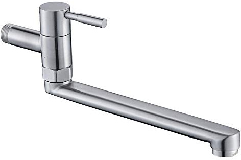 Single Cold Water Bar Kitchen Sink Faucet Stainless Steel Brushed Rotatable Washing Tap, Garden Outdoor Faucets