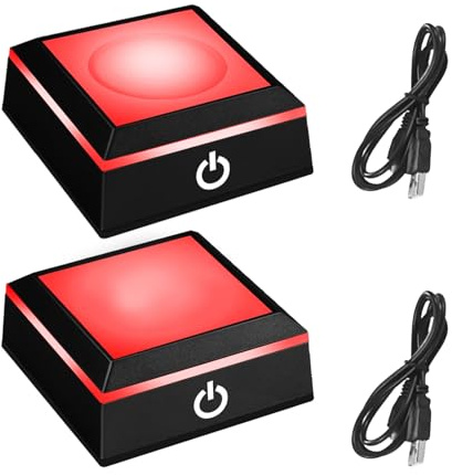 luolety 2-teiliges LED-Lichtsockel-Set, mehrfarbige Schwarze LED-Show-Ständer-Displayplatte, Lichtsockel für 3D-Kristallglas-Kunstsammlungen, Figurinen, Schmuck-Displayständer mit Berührungsschalter