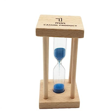 Mini Reloj de Arena de 1 Minuto en Madera y Vidrio Azul | Temporizador de Arena, Adorno de Escritorio Moderno y Simple, para Recompensa en Enseñanza y Bodas