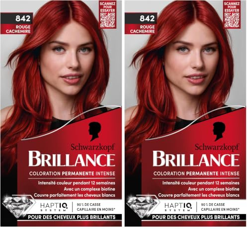 Schwarzkopf Brillance – colorazione permanente – Rosso Kashmir 842 (Confezione da 2)