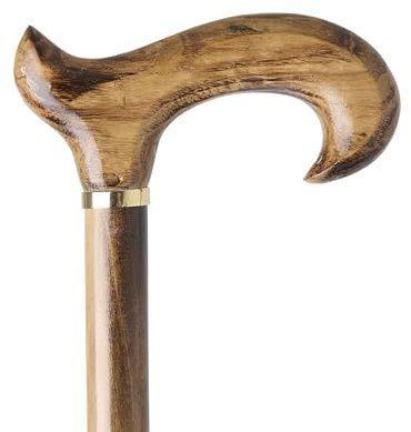 Woodland Gents Wooden Derby Cane: Elegant Dark & Light Brown Wood Stain Walking Stick, Comfortable Walking Sticks For Men & Women, Lightweight, Easily Adjustable Stick Man (Light Brown, 94 cm)