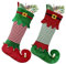 Lunaanda Calcetines de Navidad, 2 Grandes Medias Navideñas Personalizadas para Rellenar, Calcetines Navideños Rojo y Verde para Colgar con Cascabeles para Decoración de Chimenea y Árbol de Navidad
