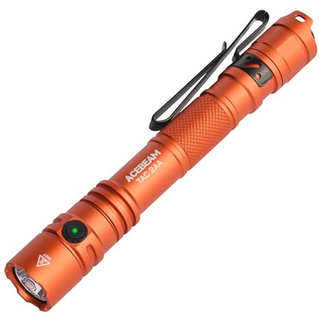 ACEBEAM TAC 2AA EDC Tactical Dual Modes Flashlight Rechargeable, 1600 High Lumens Flashlight, Dual Switch Pocket LED Flashlight, Super Bright Small Flash Light for Emergency, Camping, Home