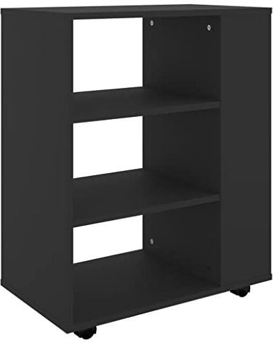 HETFTJN Mobile Basso Madia Soggiorno Moderna Armadio Esterno Balcone Credenza Cucina Alta - Mobiletto con Ruote Nero 60x35x75 cm in Legno Multistrato per Camera Da Letto Sala Studio