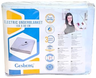 GESBERG Elektrischedecke 155 x 80 cm, Heizmatte, Thermodecke, Heizdecke, Bettwärmer, Auto off