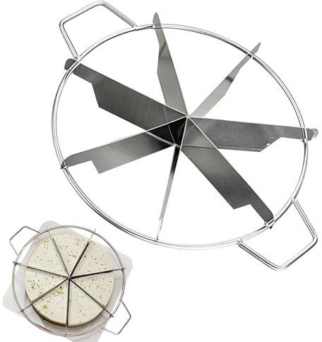 Tagliatorte intere, tagliatorte in acciaio inox per fette uniformi | 6/7/8 porzione pastry formaggio pizza – strumento bordi laterali, utensili da cucina per una distribuzione precisa e persino
