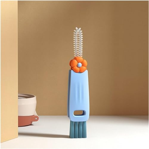 3 in 1 Water Bottle Cleaning Brush,Home kitchen multi-function cleaning brush,Tiny Bottle Cup Lid Detail Brush, Bottle Brushes for Cleaning for Water Bottles And Cups (Blue)