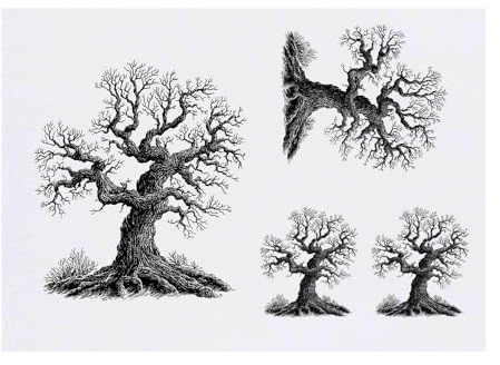 4 x 'Medieval Tree' Temporary Tattoos - Water Resistant, Skin-Safe, Non-Toxic Transfers, Mixed Sizes (TO00083098)