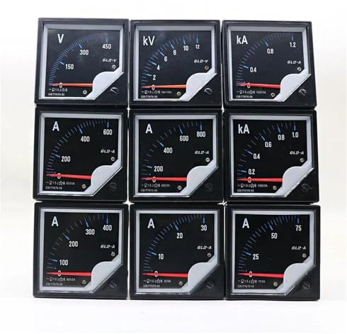 UZAMIRLEX Misuratore da Pannello, Misuratore analogico da Pannello 6L2 AC Amperometro Voltmetro 80x80mm Nero 1 Pezzo(1.2KA(5A))