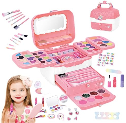 Juego de Maquillaje Lavable para niños pequeños, Juego de rol de , Juguete de Vestir, con Espejo para niñas, Divertido y Educativo, Juego de Maquillaje, Juguetes para niñas Mayores