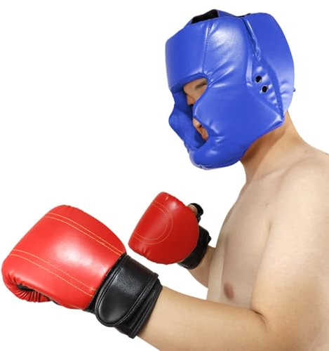 Casque Sparring Boxe Thai Enfant/Adulte, Casque Kick Boxing Enfant, Casques Boxe Absorbe Parfaitement Les Chocs Casques Boxes Pro Intégral, Chocs Visage Oreille Protecteur Tête Garde