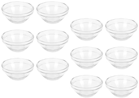 SEWACC Lot de 12 Bols en Verre Transparents 150 Ml pour Mélanger Masques Faciaux et Huiles Essentielles Réutilisables sans Odeur pour Soins Visage Maison et Institut de Beauté