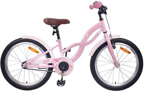 vidaXL Barncykel 20 tum för 6–11 år gammal ljusrosa, äventyrscykel, klassisk design, justerbart styre, barncykel, skoj utomhus, pedalväxel för barn