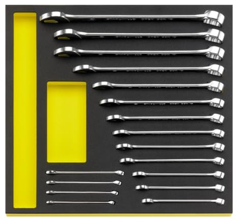 STAHLWILLE Ringmaulschlüssel-Set 17-tlg. 6-24 mm in TCS-Schaumstoff-Einlage | extrem belastbar und schraubenschonend| passend für Werkstattwagen | Made in Germany