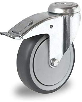 Lenkrolle mit Rückenloch und Feststeller 125 mm Thermoplastisches Gummi Apparaterolle
