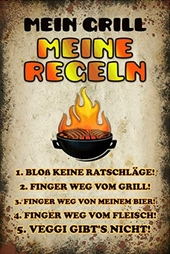 Schatzmix Grill Mein Regeln Metallschild Wanddeko 20x30 cm tin Sign Blechschild, Blech, Mehrfarbig