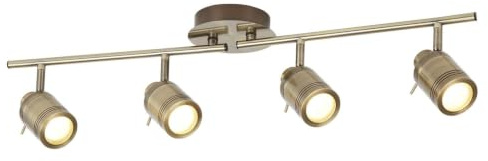 Searchlight Samson - 4 Licht Badezimmer Deckenstrahler Bar Antik Messing IP44, GU10
