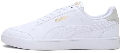 PUMA Unisex Puma Shuffle Sneakers, Puma White-Puma White-Puma Team Gold, 43 EU