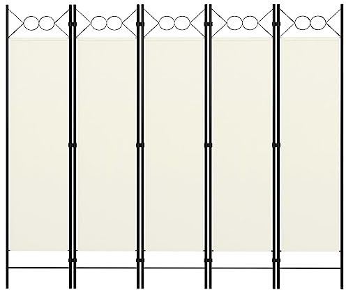 vidaXL Biombo Divisor de 5 Paneles, Biombo Plegable, Separador de Ambientes, Pantalla de Privacidad para Salón Oficina Jardín, Blanco 200x180 cm