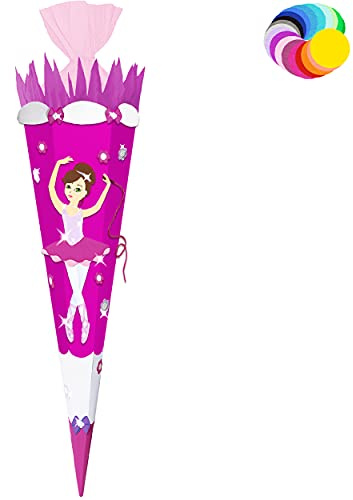 alles-meine.de GmbH Bastelset - Schultüte Farbe & Größe wählbar 70/85 / 100 cm - Tänzerin - Ballerina - Farbe frei wählbar - Bastelschultüte - Zuckertüte zum selber Basteln..
