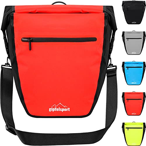 gipfelsport Fahrradtasche für Gepäckträger - Gepäckträgertasche I Fahrradtaschen, Satteltaschen mit 21l Volumen I wasserdicht, reflektierend, rot