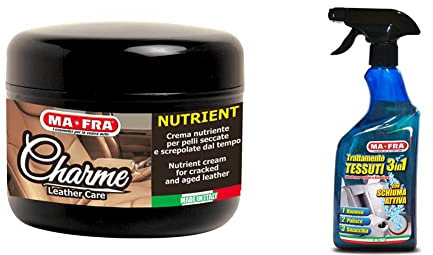 Ma-Fra 1133175 Charme Crema Nutriente per Pelli Secate, 150 & Trattamento Tessuti 3in1, per Gli Interni Auto e tappezzeria in Tessuto o Alcantara, 500 ml