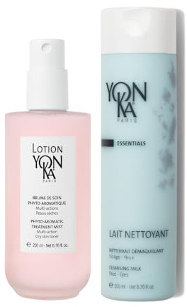 Yon-Ka Lait Nettoyant Cleanser and Lotion PS Toner Set | Gentle Milk Cleanser & Makeup Remover | Toner for Dry or Sensitive Skin | 2 x 6.76 fl oz