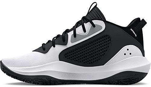 Under Armour Unisex Grade School UA Lockdown 6 Basketball Shoes Court Performancence, 101 White Black Black, 40 EU