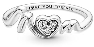 Pandora Moments Ring Mom, Sterlingsilber, mit klarem Cubic Zirkonia