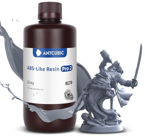 ANYCUBIC ABS-Like Resin Pro 2 3D Drucker Resin, Grau 1kg | mit erhöhter Festigkeit und Zähigkeit, Geringe Schrumpfung, Hochpräzises 405 nm UV-härtendes Harz für Allen Harz 3D Druckern