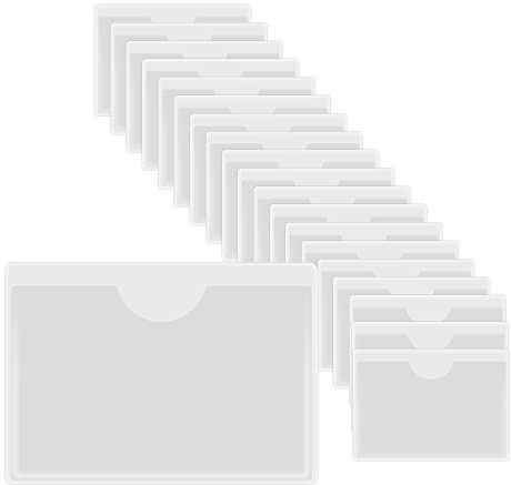 HLIWS 20 Stück Selbstklebetasche,für Supermärkte,Büros-6x4cm | PVC,selbstklebend,transparent,wasserfest,geeignet als Visitenkartenhalter,Regaletiketten und Tickethalter für das Auto