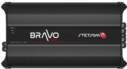 Stetsom Bravo Full 8000 1 Ohm Mono Car Amplifier, 8000.1 8K Watts RMS, 1Ω Stable Car Audio, HD Sound Quality, Crossover & Bass Boost, Car Stereo Speaker Subwoofer MD, Smart Coolers