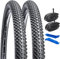YunSCM 2PCS Plegable 24 Pulgada Neumáticos 24x2.10 ETRTO 54-507 más 2PCS 24 Pulgada Cámara de Aire AV32mm Valve Compatible Bicicletas urbanas, Bicicletas de montaña 24x2.10 24x2.125 Neumáticos