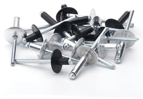 Großer Flansch, Aluminium, selbststopfend, offenes Ende, Pop-Blindniete, Dekorationsbefestigungsnägel für Blech, Automobil und Möbel, 16 mm, Silber, M5 (40 Stück)