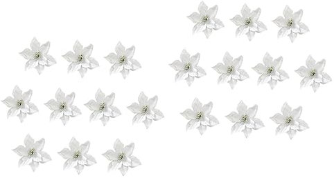 Abaodam 2 Sets Blumen für Weihnachtsbaum Weihnachtsbaum-Blumen Dekorationen Künstliche Gold Elegante Silberne Kugeln Entzückendes Kugel-Design für Stück * 2