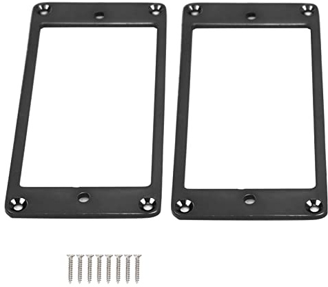2 Stück E Gitarre Pickup Frame Mounting Ring mit Schrauben Metall Flach Humbucker Abdeckung Brücke Hals Pickups Abdeckung Rahmen Ersatzteil(Schwarz)