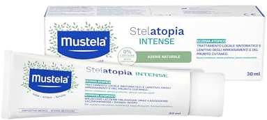 Mustela Stelatopia Crema Intensa Eczema Atópico, Aceite de Oliva y Manteca de Karité, Rostro y Cuerpo, Lactantes, Niños, Toda la Familia - Alivia rojeces y picores, Sin Cortisona (30ml)
